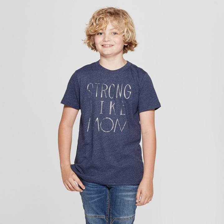 Boys' Short Sleeve Strong Like Mom Graphic T-shirt - Cat & Jack Blue