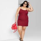 Women's Plus Size Sleeveless Woven Bodycon Dress - Wild Fable Red Plaid