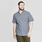 Men's Big & Tall Checkered Standard Fit Short Sleeve Poplin Button-down Shirt - Goodfellow & Co Breaktime Blue