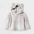 Baby Boys' Faux Fur Pom Ear Hoodie Cardigan - Cat & Jack Gray Newborn, Boy's