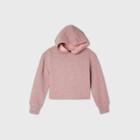 Girls' Fleece Raw Edge Hoodie - Art Class Coral