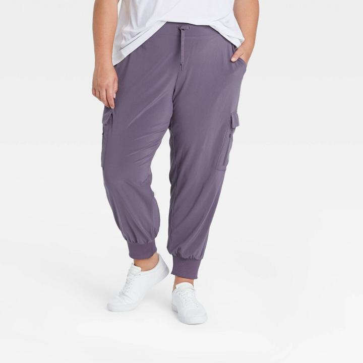 Women's Plus Size Stretch Woven Cargo Pants - All In Motion Purple