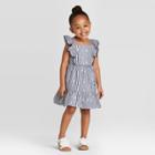 Petitetoddler Girls' Short Sleeve Striped Woven Dress - Cat & Jack Navy 12m, Toddler Girl's, Beige