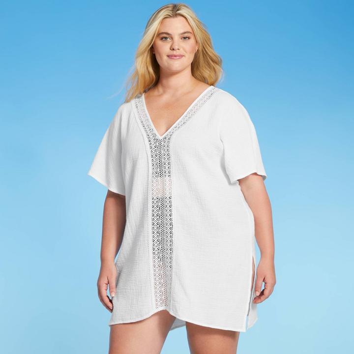 Kona Sol Women's Plus Size Crochet Insert Up Dress - Kona