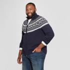 Men's Big & Tall Long Sleeve Jacquard Fairisle Full-zip Cardigan - Goodfellow & Co Navy