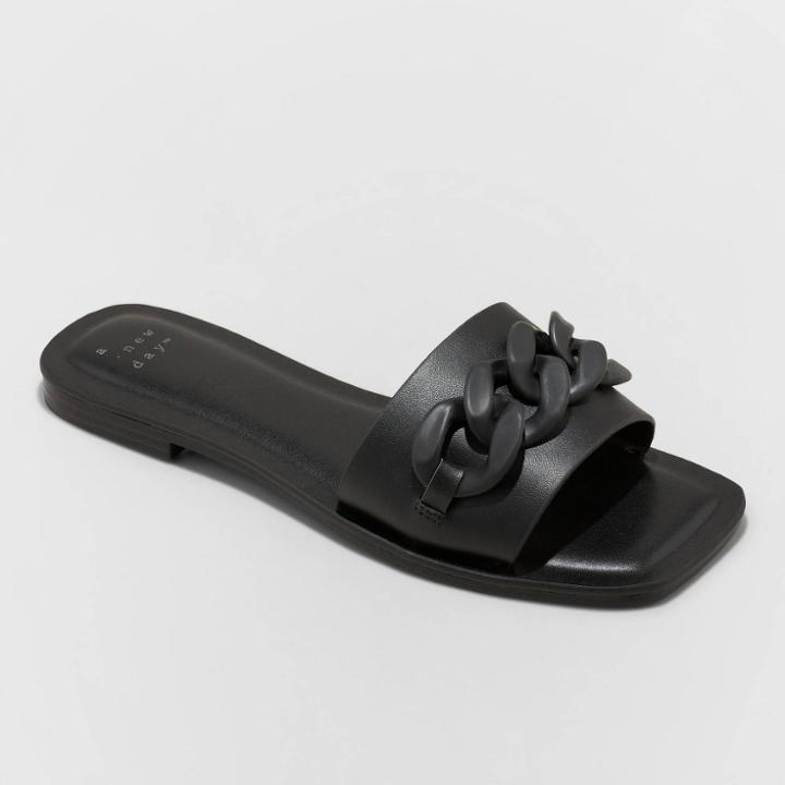 Women's Viv Chain Slide Sandals - A New Day Black