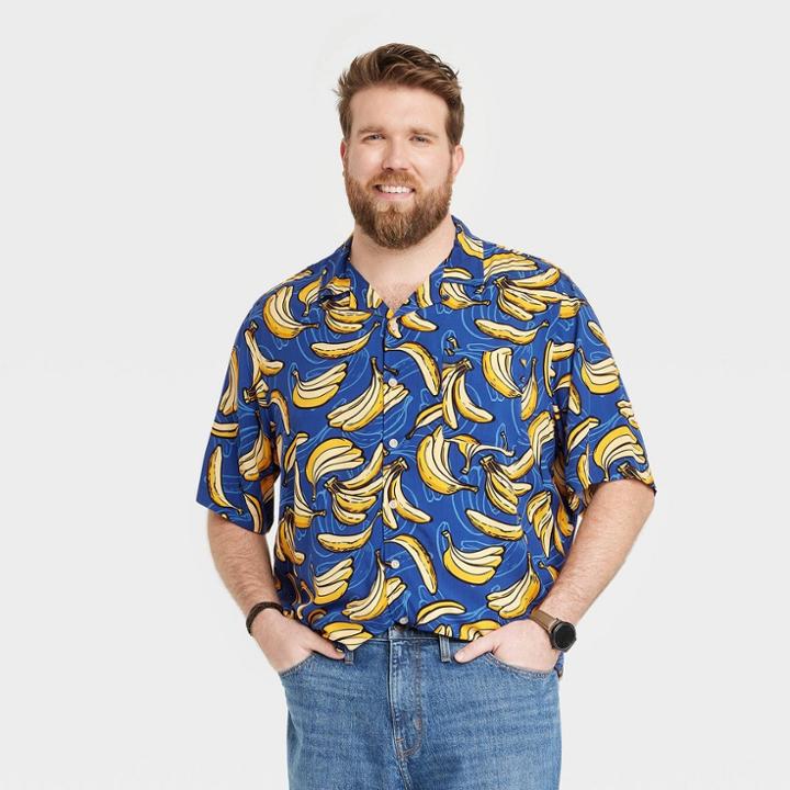 Men's Big & Tall Short Sleeve Button-down Camp Shirt - Goodfellow & Co Yellow