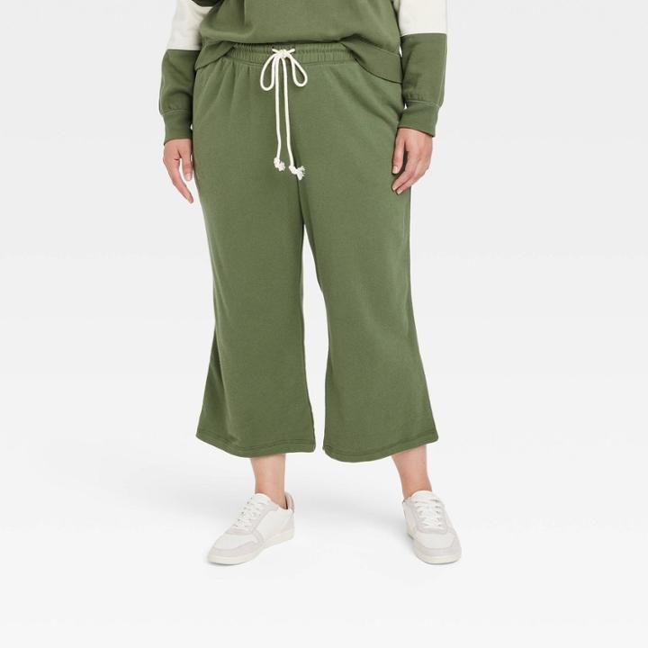 Women's Plus Size High-rise Knit Flare Pull-on Pants - Universal Thread Green