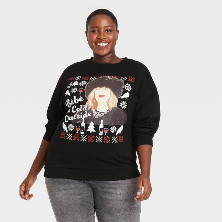 Women's Schitt's Creek Plus Size Bebe It's Cold Outside Graphic Sweatshirt - Black