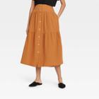 Women's Tiered Midi A-line Skirt - Universal Thread Brown