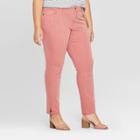 Women's Plus Size Raw Hem Skinny Jeans - Universal Thread Pink