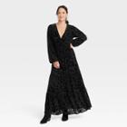 Women's Balloon Long Sleeve Velour Dress - Knox Rose Black Floral