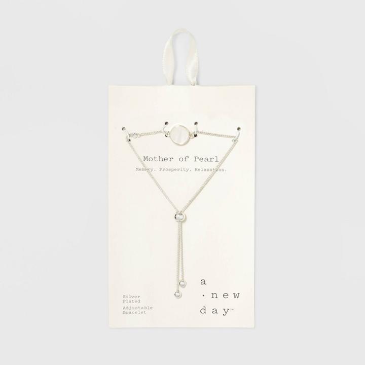Silver Plated Mother Of Pearl Stone Bolo Bracelet - A New Day