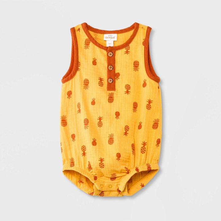 Baby Pineapple Gauze Romper - Cat & Jack Mustard Yellow
