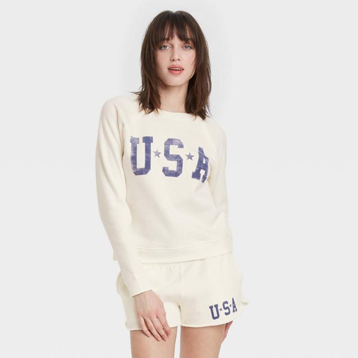 Grayson Threads Women's Usa Graphic Sweatshirt - White