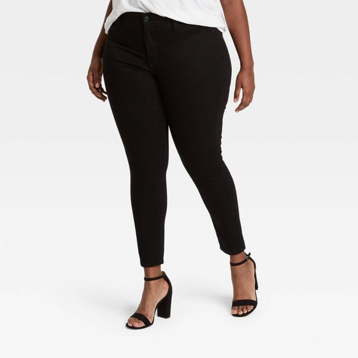 Women's Plus Size High-rise Skinny Jeans - Ava & Viv Black