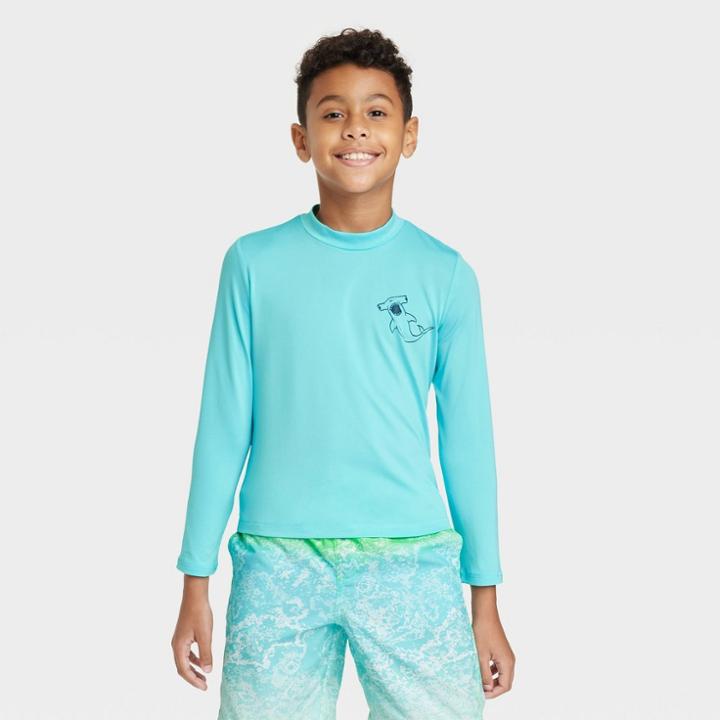Boys' Shark Long Sleeve Rash Guard Swim Shirt - Cat & Jack Blue