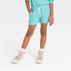 Girls' Waffle Paper Bag Shorts - Cat & Jack Turquoise Green