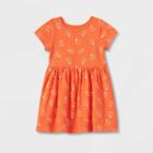 Toddler Girls' Pumpkin Short Sleeve Knit Dress - Cat & Jack Orange