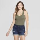 Women's Rib Racerback Scoop Neck Tank Top - Universal Thread Olive (green)