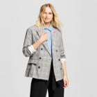 Women's Plaid Roll-up Cuff Poplin Blazer- Who What Wear Pink