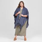 Women's Plus Size Ruana Tassel Poncho Sweater - Universal Thread Navy (blue),