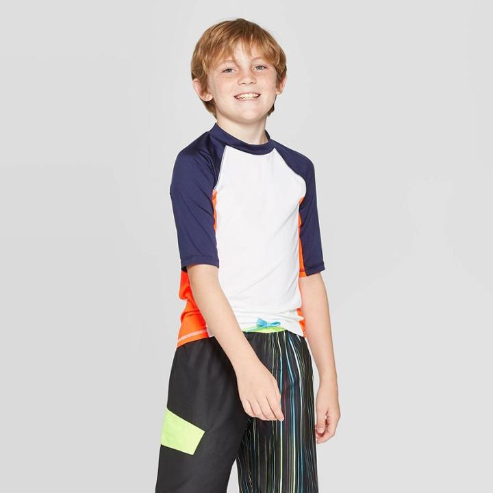 Petiteboys' Short Sleeve Rash Guard - Cat & Jack White M, Boy's,