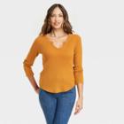 Women's Long Sleeve Notch Neck Thermal Top - Knox Rose Brown