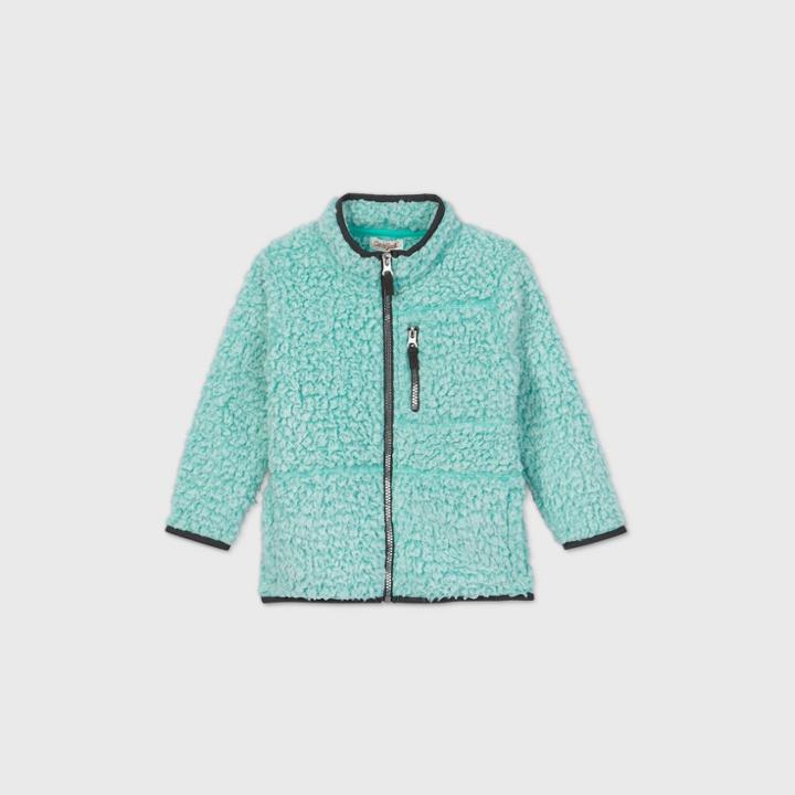 Toddler Boys' Frosted Fleece Stand Collar Zip-up Sweatshirt - Cat & Jack Green