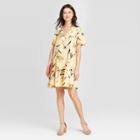 Women's Floral Print Short Sleeve Ruffle Hem Dress - A New Day Light Yellow