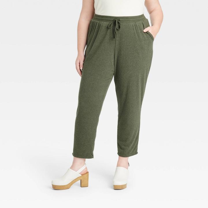 Women's Plus Size Mid-rise Pull-on Knit Pants - Universal Thread Heather Green