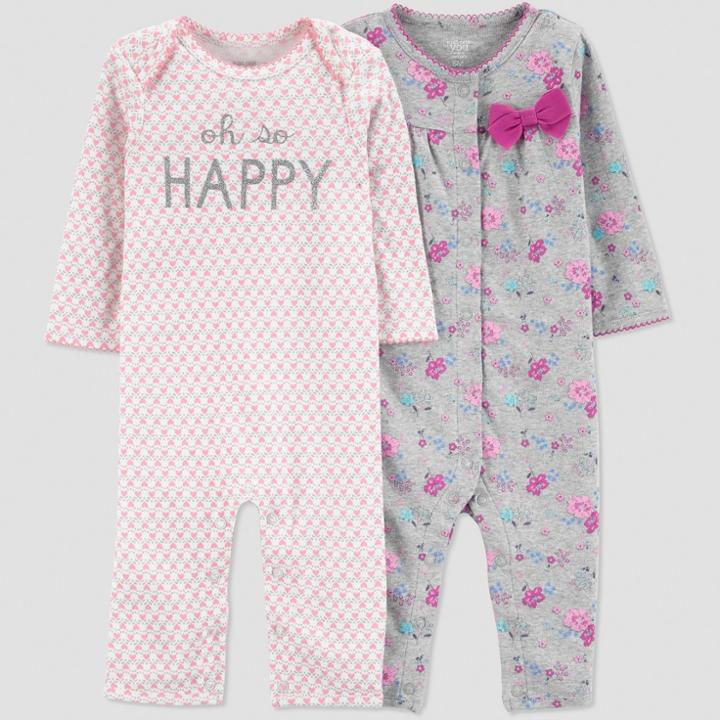 Baby Girls' 2pk Happy Jumpsuit - Just One You Made By Carter's Coral