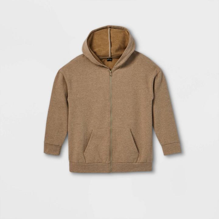 Girls' Oversized Zip-up Sweatshirt - Art Class Olive Green