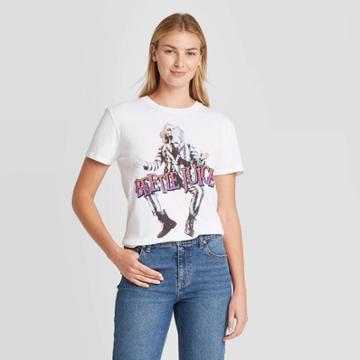 Jerry Leigh Women's Plus Size Beetlejuice Short Sleeve Graphic T-shirt - White