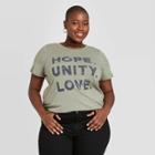 Grayson Threads Women's Plus Size Hope Unity Love Short Sleeve Graphic T-shirt - Green