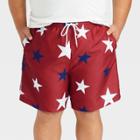 Bioworld Men's Big & Tall Red, White, And Blue Stars Swim