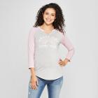 Maternity Happy Vibe Happy Tribe Raglan 3/4 Sleeve Graphic T-shirt - Grayson Threads Light Heather Gray