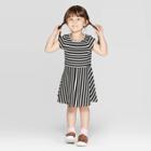 Toddler Girls' Short Sleeve Skater Dress - Cat & Jack Black/white