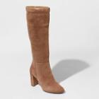 Women's Brandee Microsuede Heeled Riding Boots - A New Day Brown