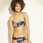 Women's Knot Front Bandeau Bikini Top - Sunn Lab Swim Black Floral