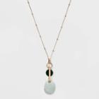 Geometric Link With Semi-precious Green Jasper Pendant Necklace - Universal Thread Natural