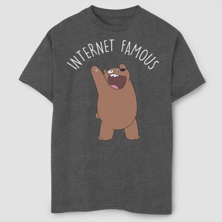 Fifth Sun Boys' We Bare Bears Internet Famous T-shirt - Charcoal
