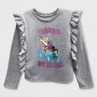 Girls' Disney Wreck-it Ralph Ruffle Sleeve Pullover Sweater - Heather Gray