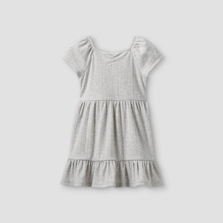 Toddler Girls' Rib Tie Back Short Sleeve Dress - Cat & Jack Gray
