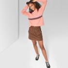 Women's Striped Long Sleeve Boxy Skater T-shirt - Wild Fable Rose