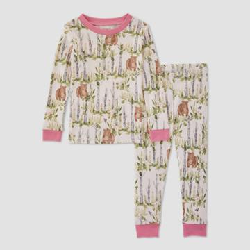 Burt's Bees Baby Toddler Girls' 2pc Peek A Boo Bear Organic Cotton Pajama
