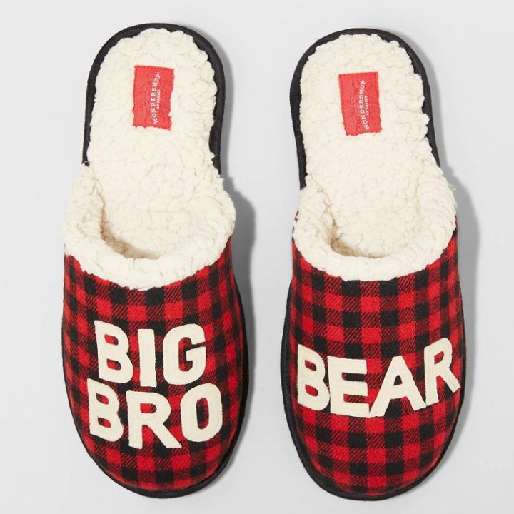 Men's Family Sleep Big Bro Bear Slippers - Wondershop Red