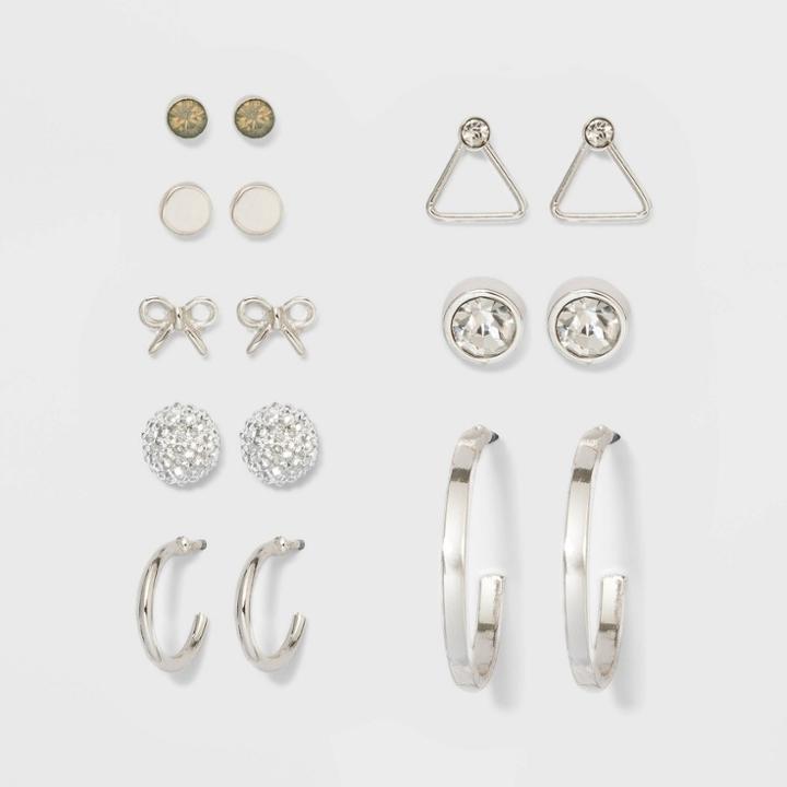 Triangle And Bow Eight Studs Earring Set - A New Day