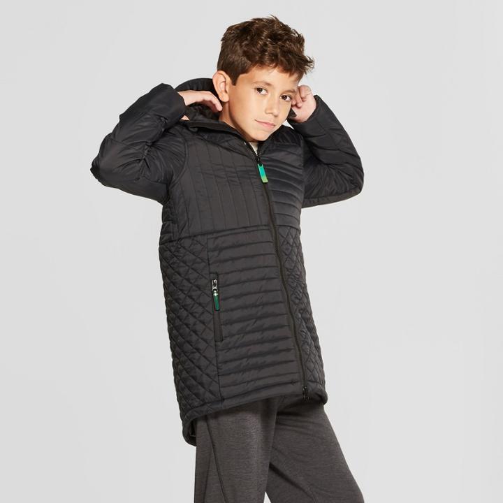 Boys' Long Puffer Jacket - C9 Champion Black