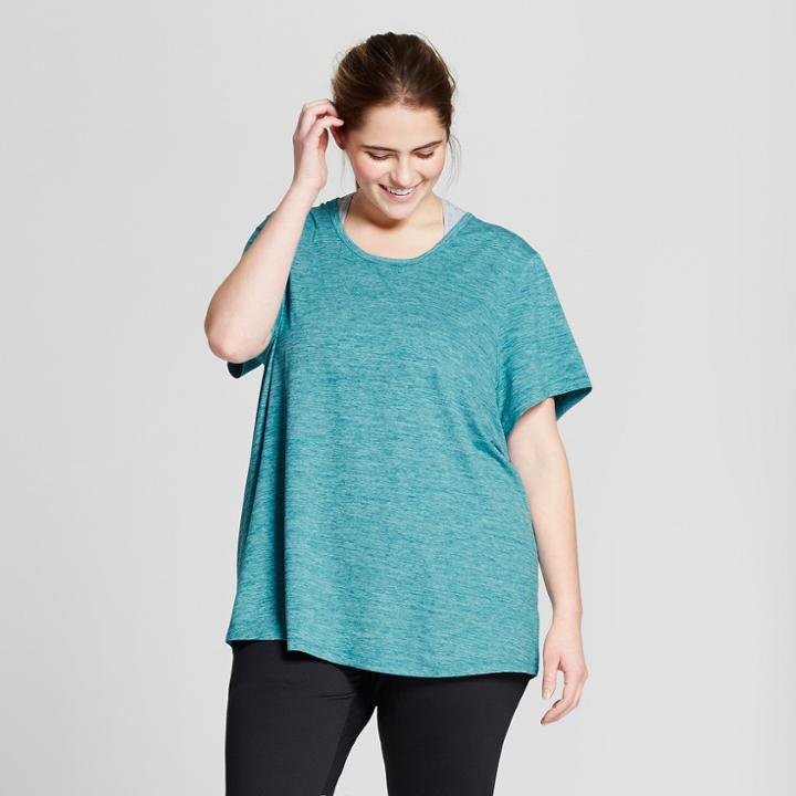 Women's Plus-size Strappy Back T-shirt - C9 Champion Mermaid Teal Heather